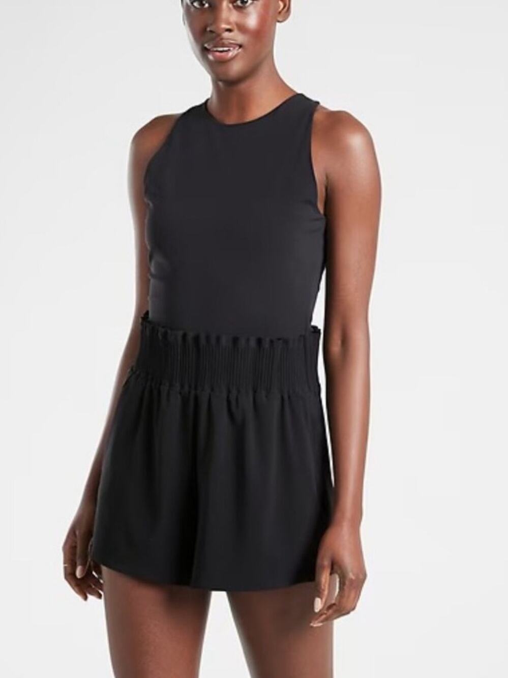 Athleta Cosmic Flutter Sleeveless Romper Black Size XS